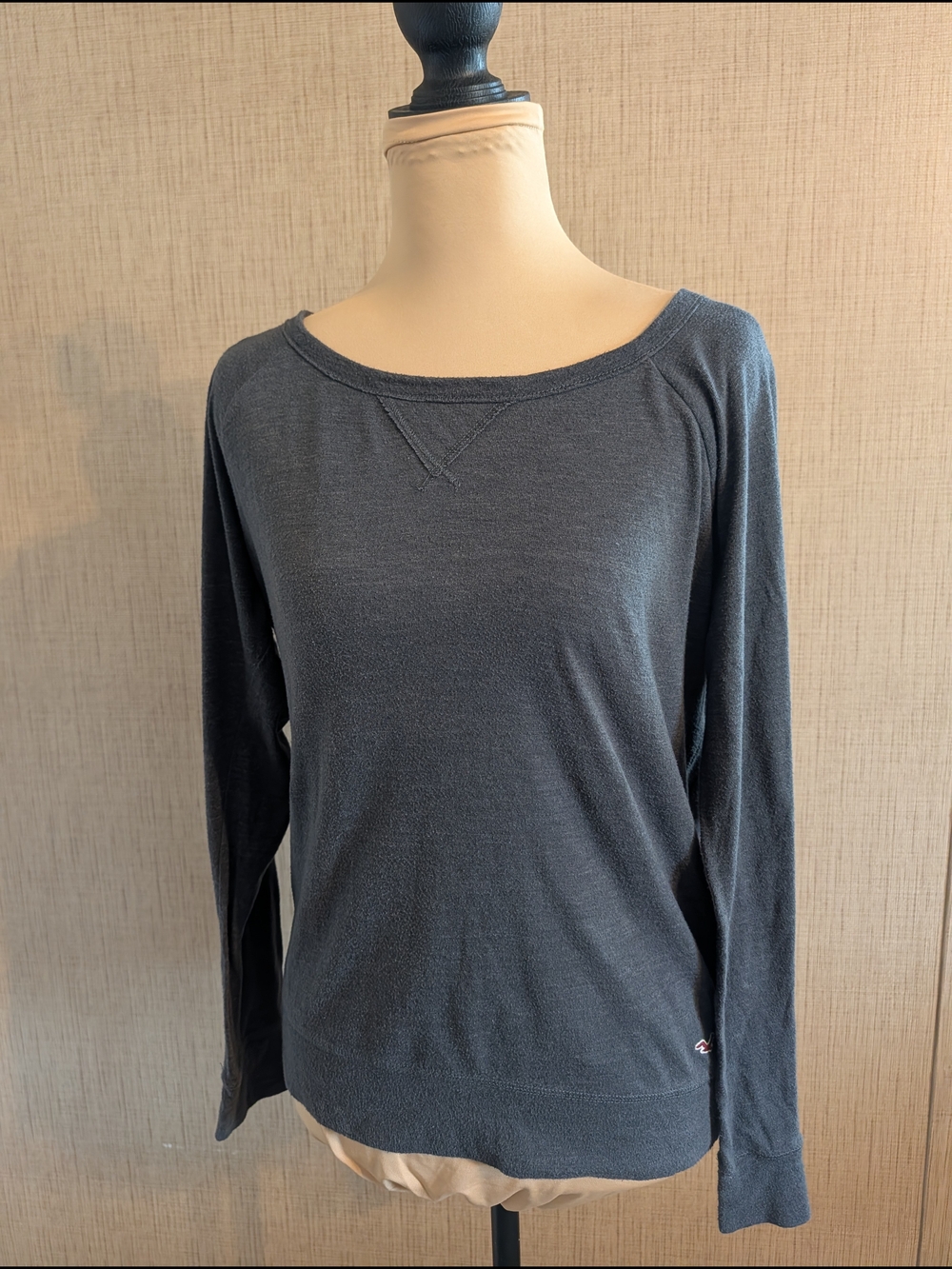 Hollister Women's Long-Sleeve Boatneck Top - Charcoal